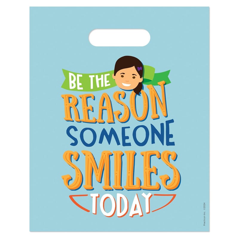 Practicon Smiling Memojis 8" x 10" Dental Giveaway Bag, Dental Hygiene Patient Care Goodie Bag, Dentist Office Plastic Gift Bags, 100 Pack - Image 2